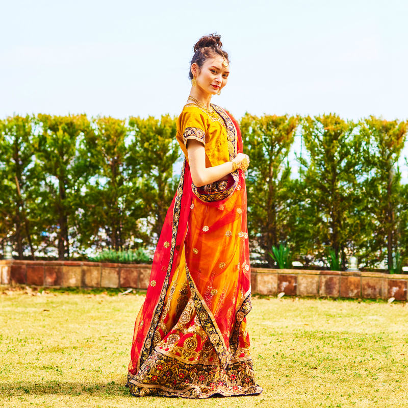 インド民族衣装　インドサリー　赤金ハンドメイド